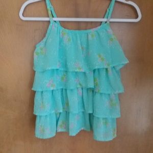 4/$25 Cherokee Teal Floral Print Girls Tank